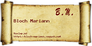 Bloch Mariann névjegykártya